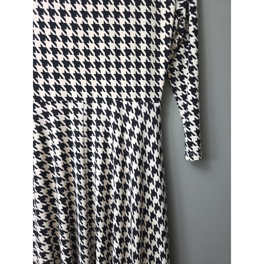 Tommy Hilfiger Dress Houndstooth Black Beige Midi Shift Sz 6 Preppy Academia - Picture 13 of 13